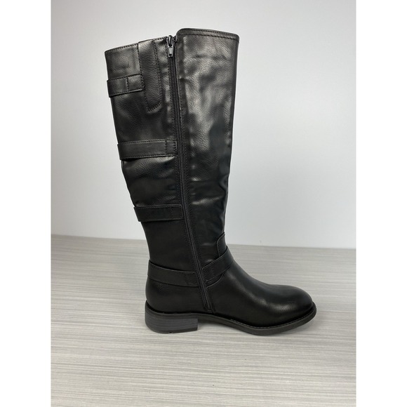 Frye & Co Cyra Womens Size 8.5M Black Leather Motorcycle Knee High Biker Boots - Picture 6 of 11